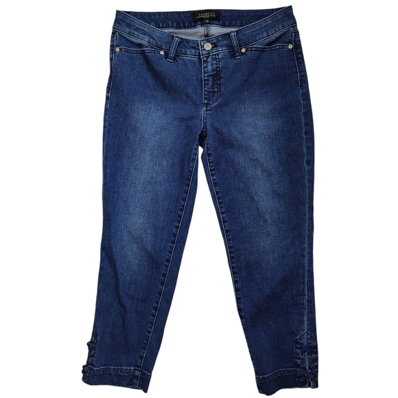 TALBOTS Flawless Five Pocket‎ Cropped Capri Jeans Size 4P String Accent Casual - Picture 1 of 11